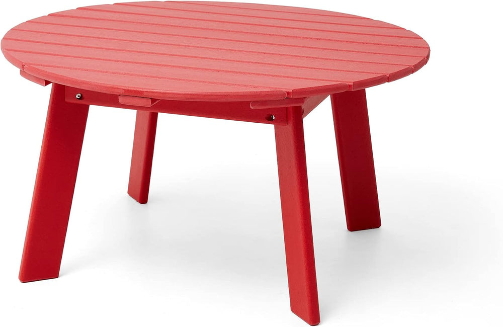 All-Weather Outdoor Round 36" HDPE Adirondack Patio Side Coffee Table, Red