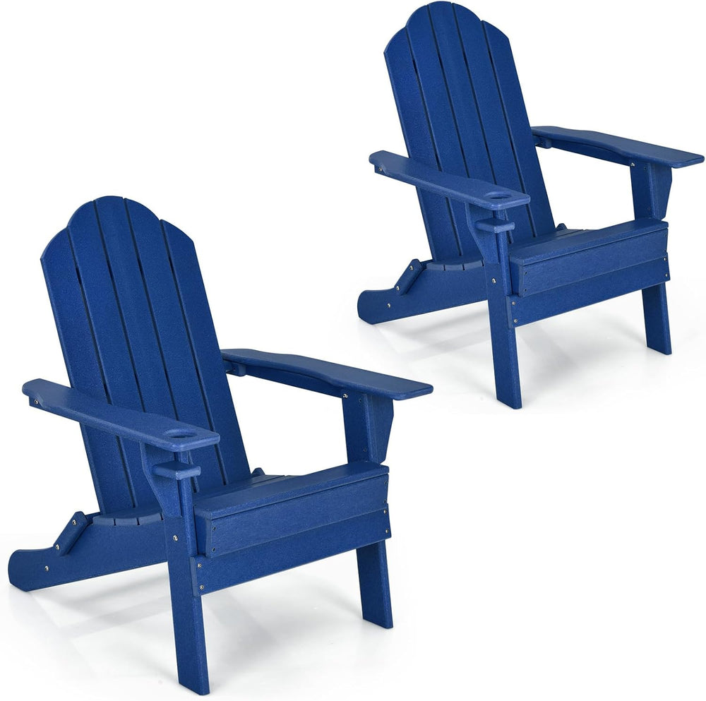 GIANTEX 2-Pack Adirondack Chair, Outdoor Folding Chairs, HDPE Weather Resista...