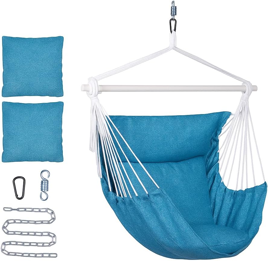 Backyard Expressions Hanging Hammock Chair Swing with Cushions & Hanging ...