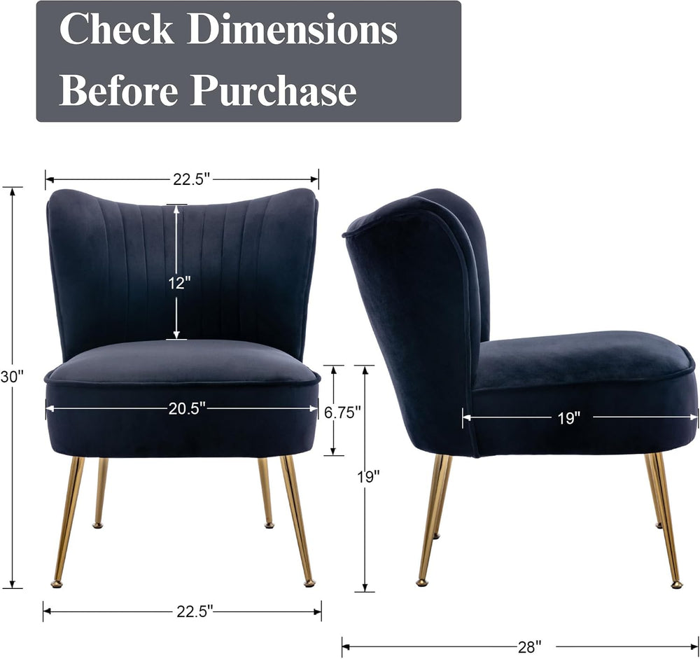 Black Velvet Accent Chair Set of 2 with Wingback