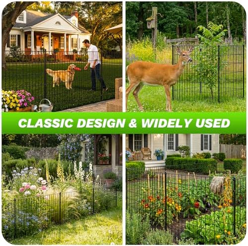 Toolterritary 5 Panels No Dig Decorative Garden Fence, 48in(H) x 13.0ft(L), D...