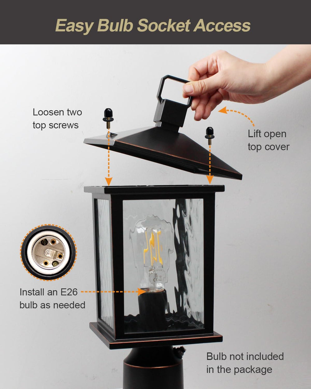 Dusk to Dawn Outdoor Post Light, Oil-Rubbed Bronze Pole Lantern