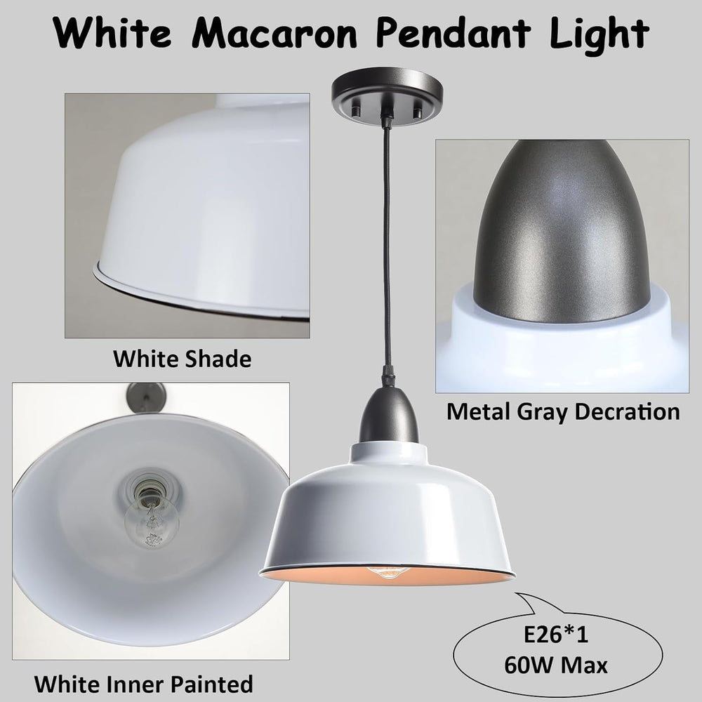 Modern Farmhouse White Pendant Light, Macaron Dome