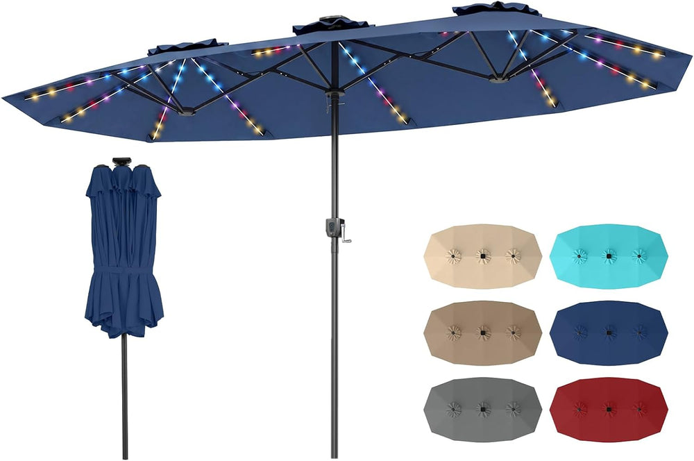 Tangkula 13 FT Patio Umbrella with Solar Lights