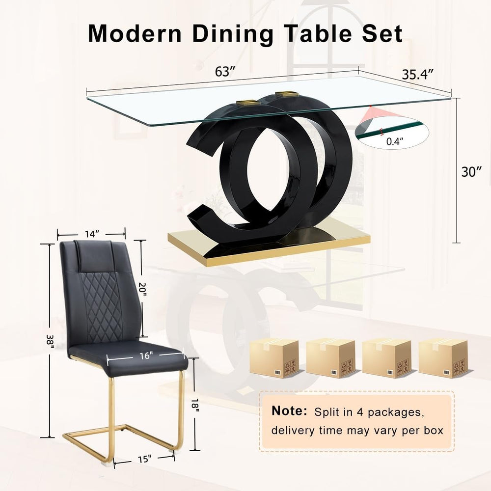 Ebullient Modern Dining Table Set for 6 ,7 Piece Dining Table Chairs Set for ...