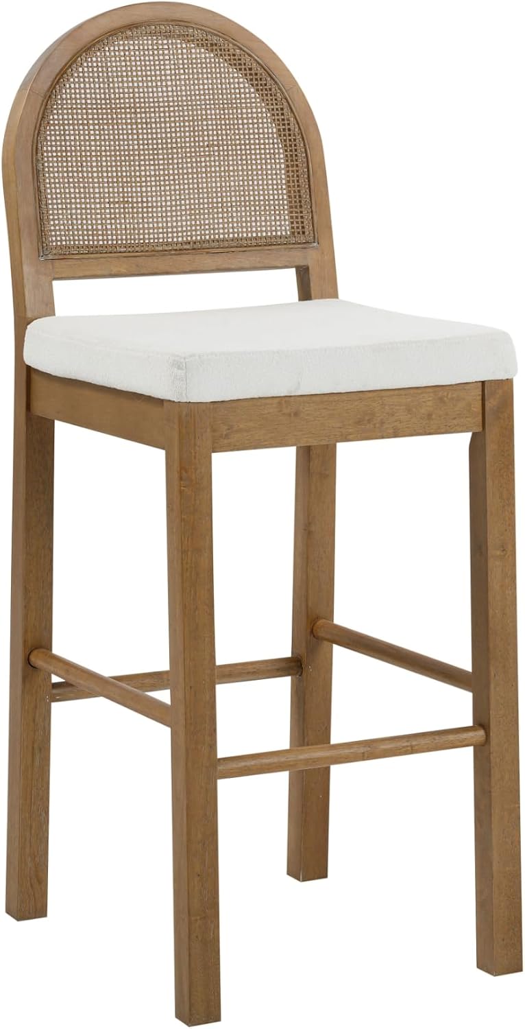 Nathan James Bailey 29 in. Boucle Bar Stool with Back, Bar Height Chair with ...