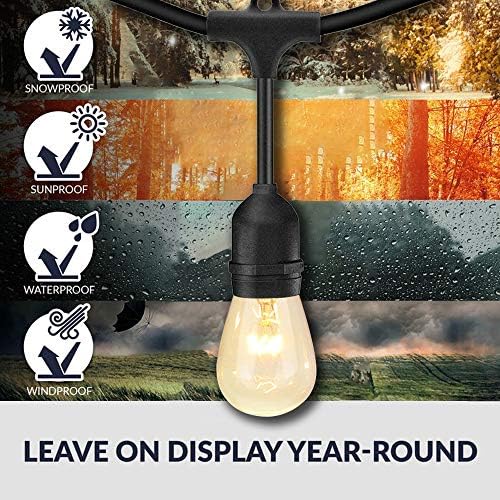 SUNTHIN 2 Pack 48FT Outdoor String Lights,Hanging Incandescent String Lights ...
