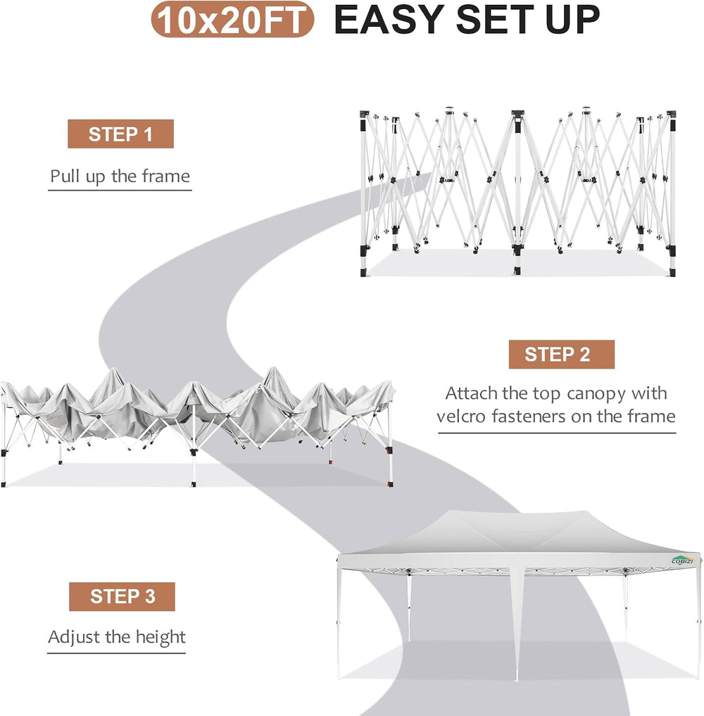 COBIZI 10x20 Pop up Canopy Tent with 6 Sidewalls, Easy up Canopy Tents for Pa...