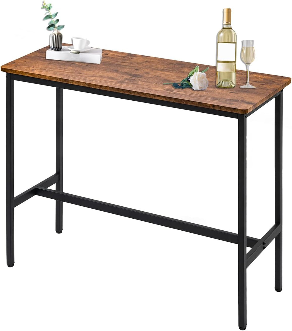 44.5" Bar Table, Bar Height Pub Table, Counter Long Narrow Rectangular T...