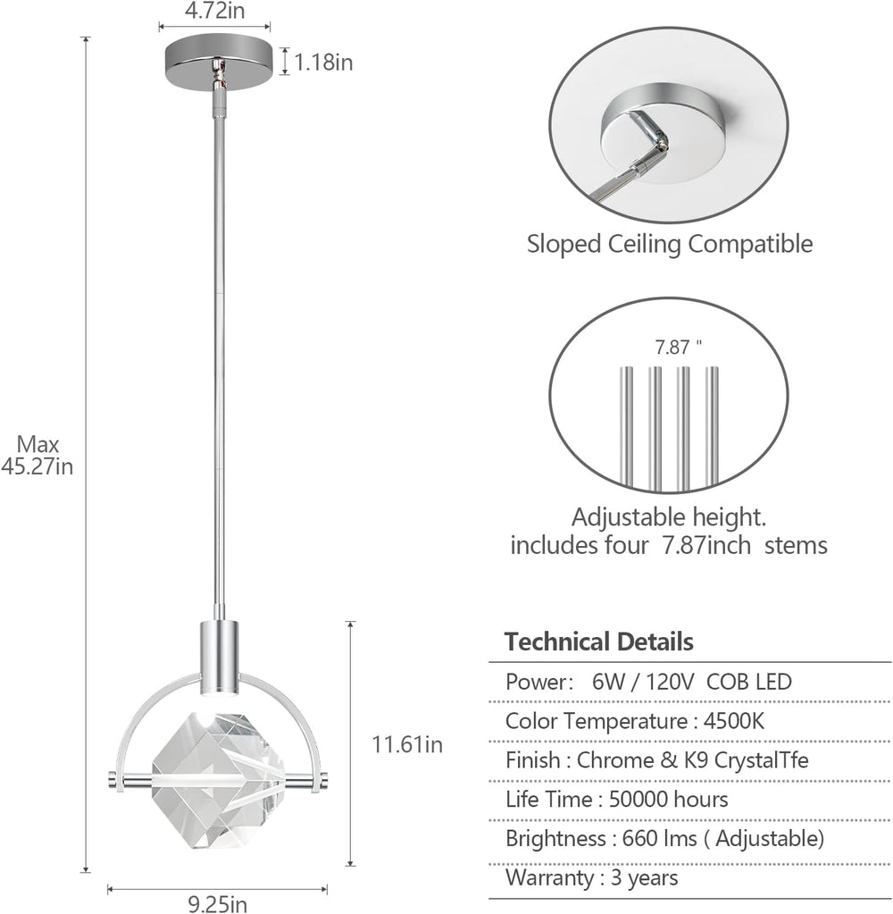 Pendant Ceiling Light Fixture for Kitchen Island, Modern Mini Integrated LED ...