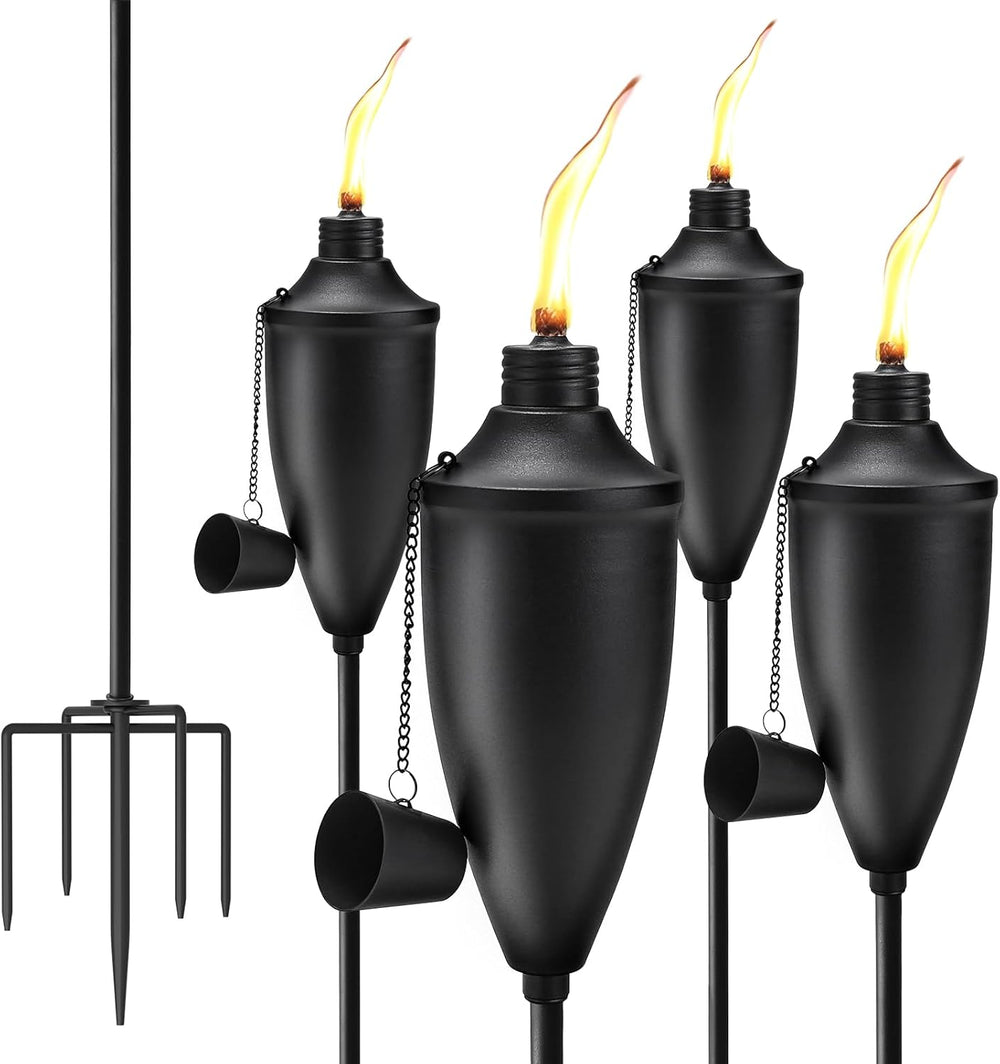 Home Garden Torch Set of 4, Large Capacity 22oz Outdoor Metal Torch Garden Dé...