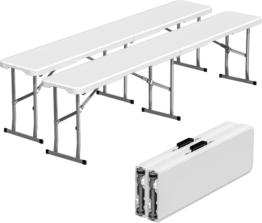 6ft Folding Bench 2 Pack for Picnic Party Camping, 650lbs Capacity