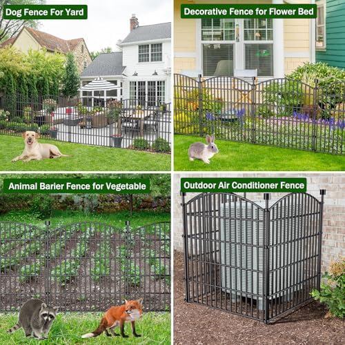 10 Panel No Dig Decorative Garden Fence 32" H x 23.6'L Outdoor Dog B...