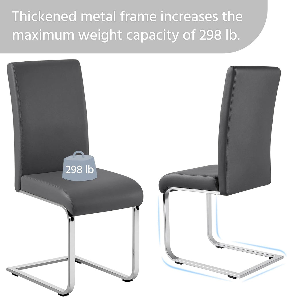Yaheetech Dining Chairs Set of 2 High Back Modern Kitchen Chairs Dark Gray