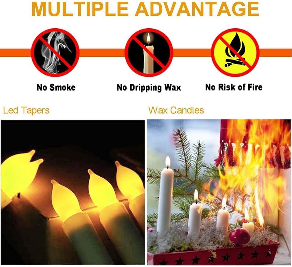 60 Pcs Flameless LED Taper Candles, Battery Operated Flickering Candles with ...