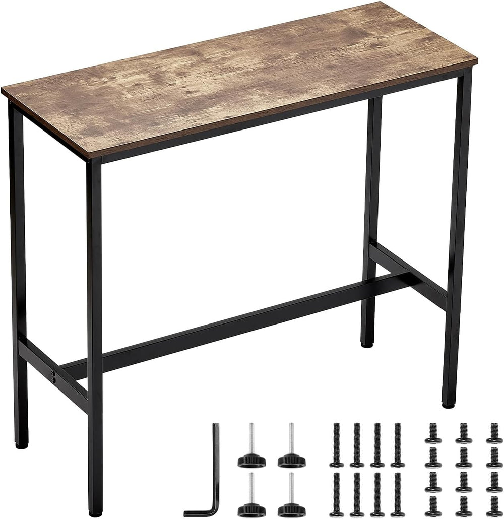 VEVOR Bar Table, Sturdy Metal Frame High Top Pub Table, Narrow Long Kitchen D...