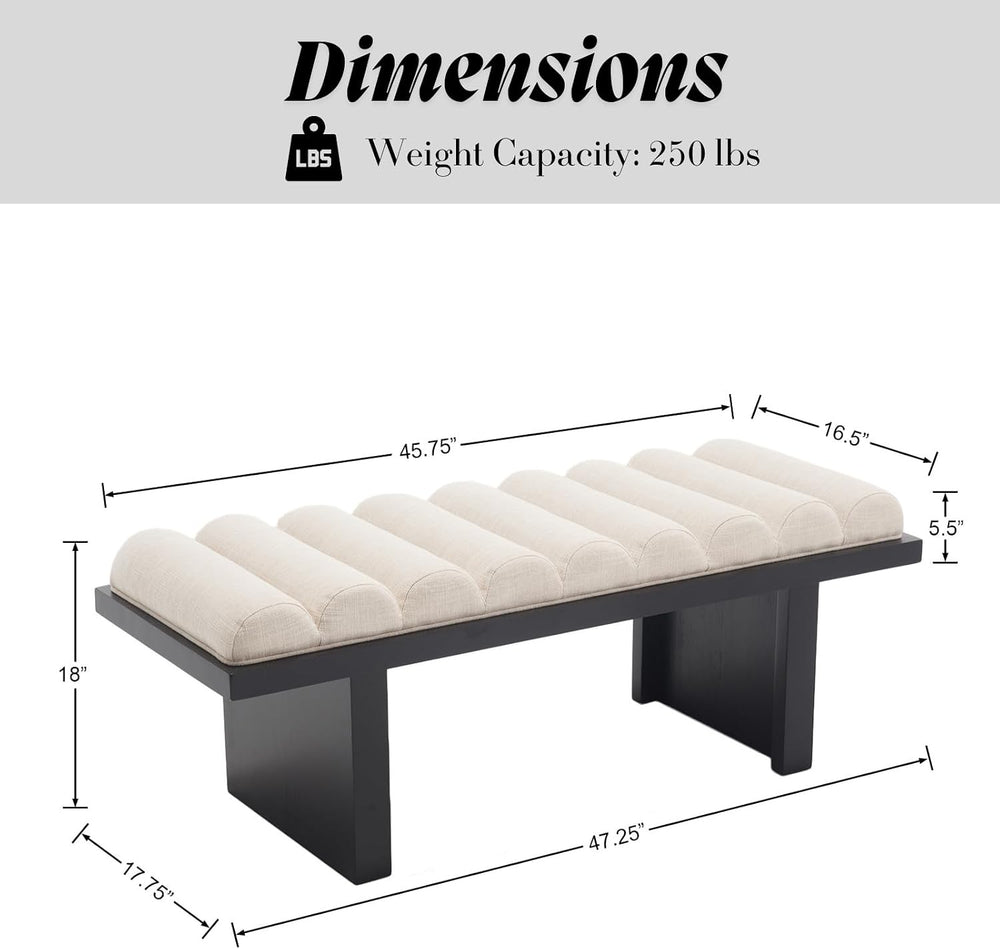 HEAH-YO Modern Bedroom Bench,47 Inches Upholstered Entryway Bench for Bedroom...