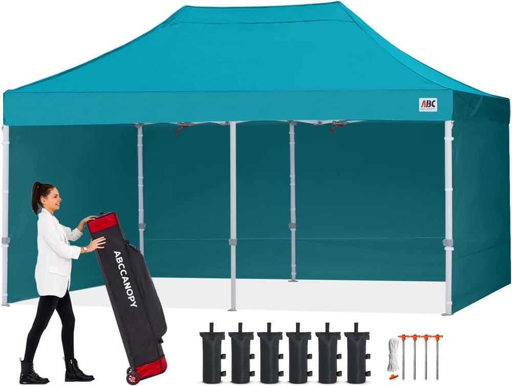ABCCANOPY Commercial Pop Up Canopy Tent with Sidewalls 10X20,Turquoise