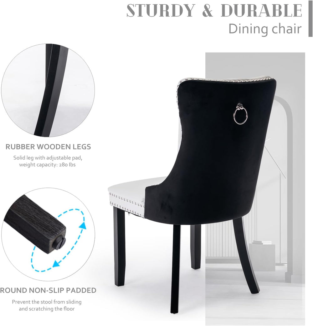 SoarFlash Leather Dining Chairs Set of 4, Tall Back Side Chair, Modern Uphols...