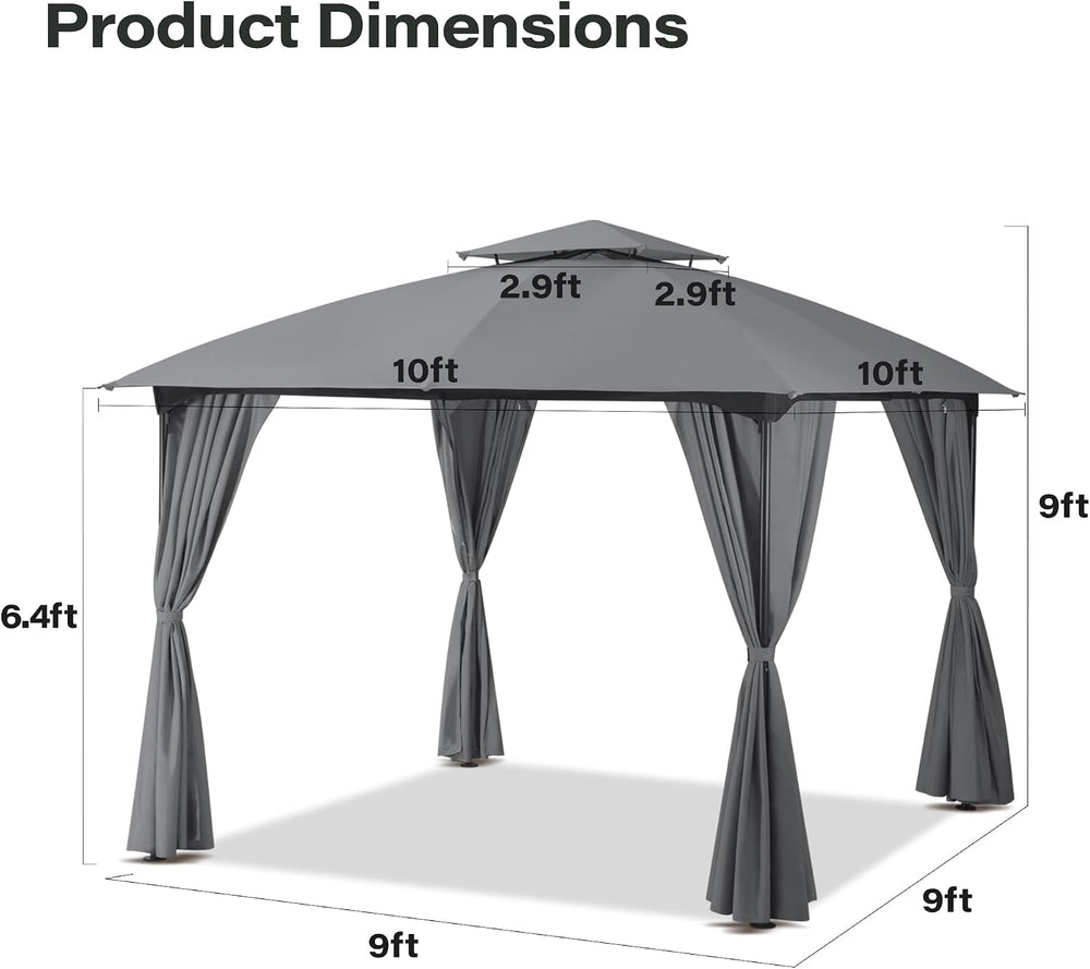 LAUSAINT HOME 10x10 Patio Arc Gazebo Outdoor Canopy Tent with Curtains, Soft ...