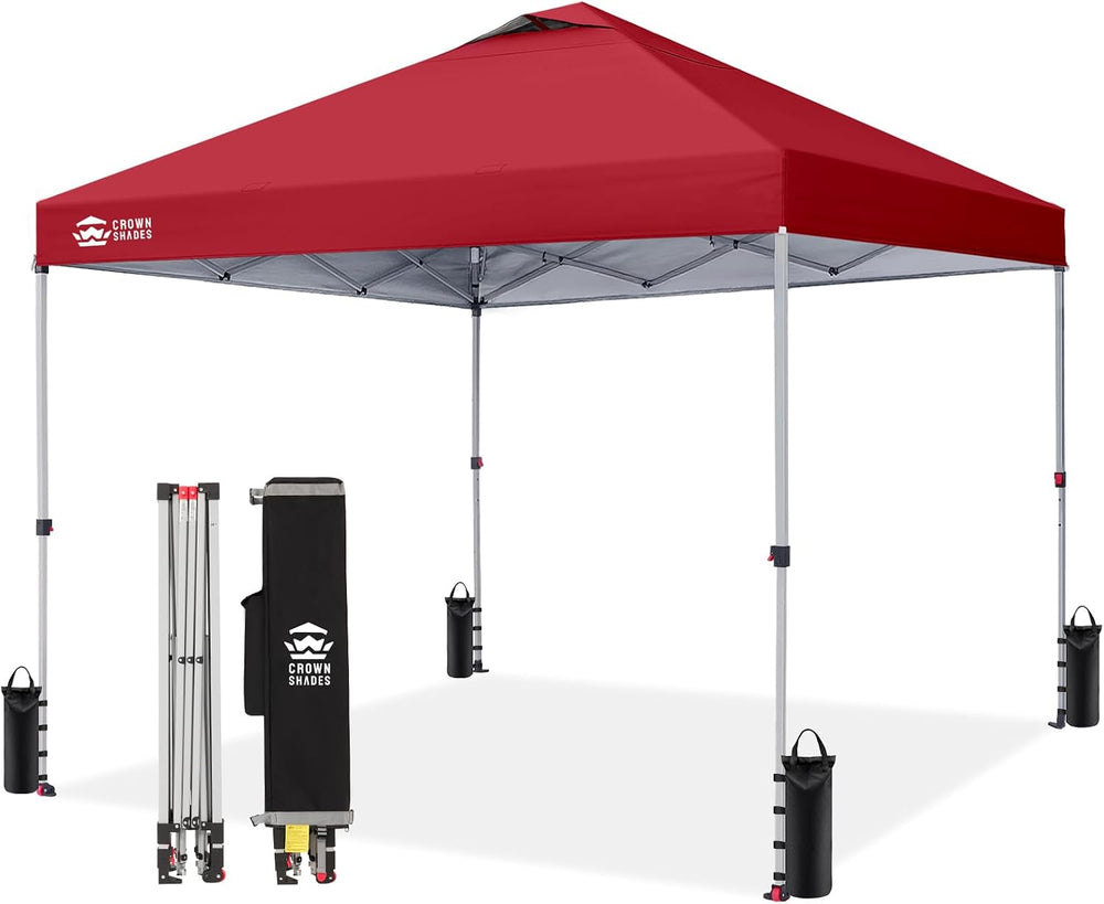 CROWN SHADES 12x12 Pop Up Canopy Tent with One Push Setup, Red