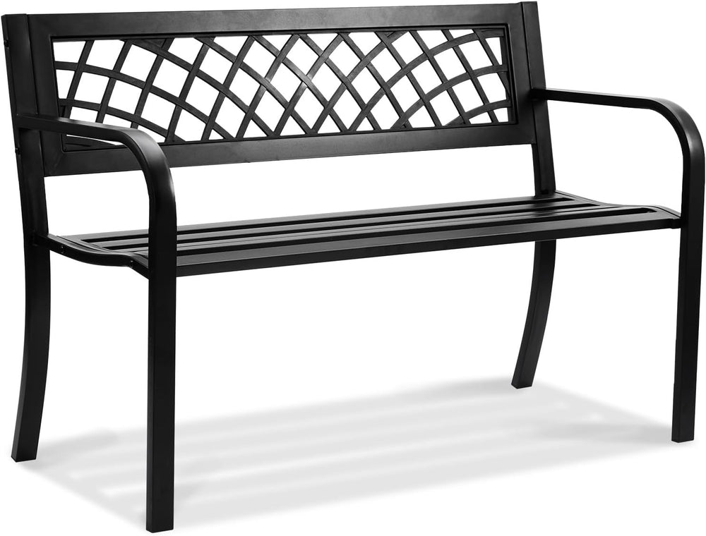 VEVOR Outdoor Bench, 46" Iron Steel Frame Garden Park Bench with Mesh Pa...