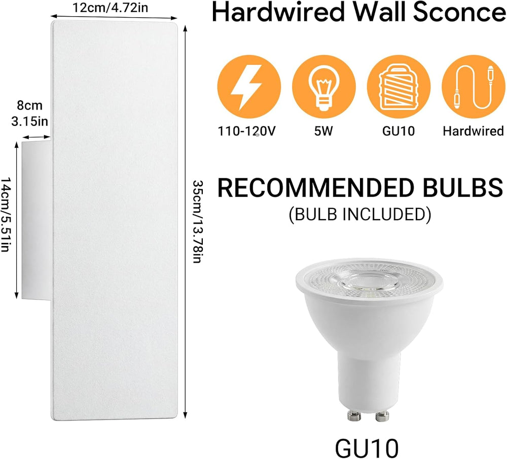 Tipace Hardwired White Wall Sconces,3000K Modern Wall Lights Led Indoor Wall ...