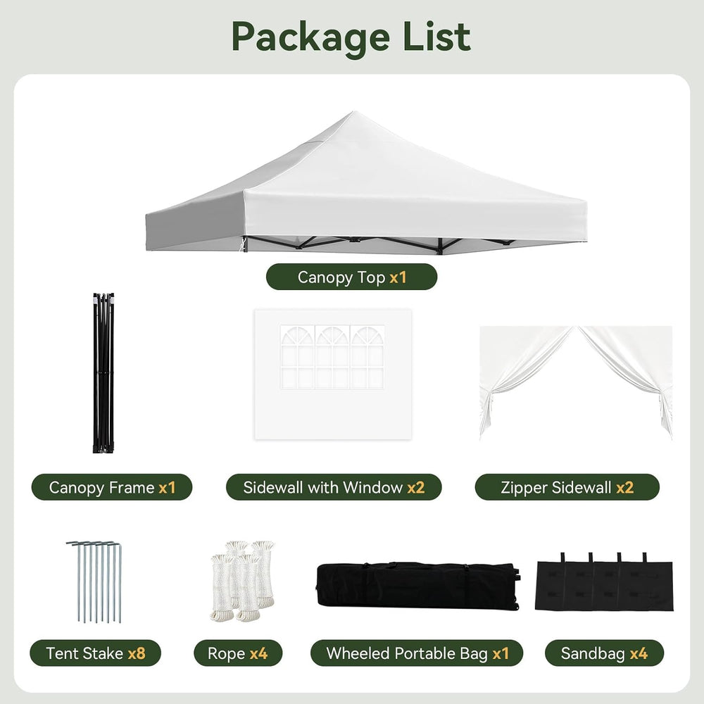 Aoxun 10x10 Pop up Canopy with Sidewalls, Heavy Duty Commercial Instant Shelt...