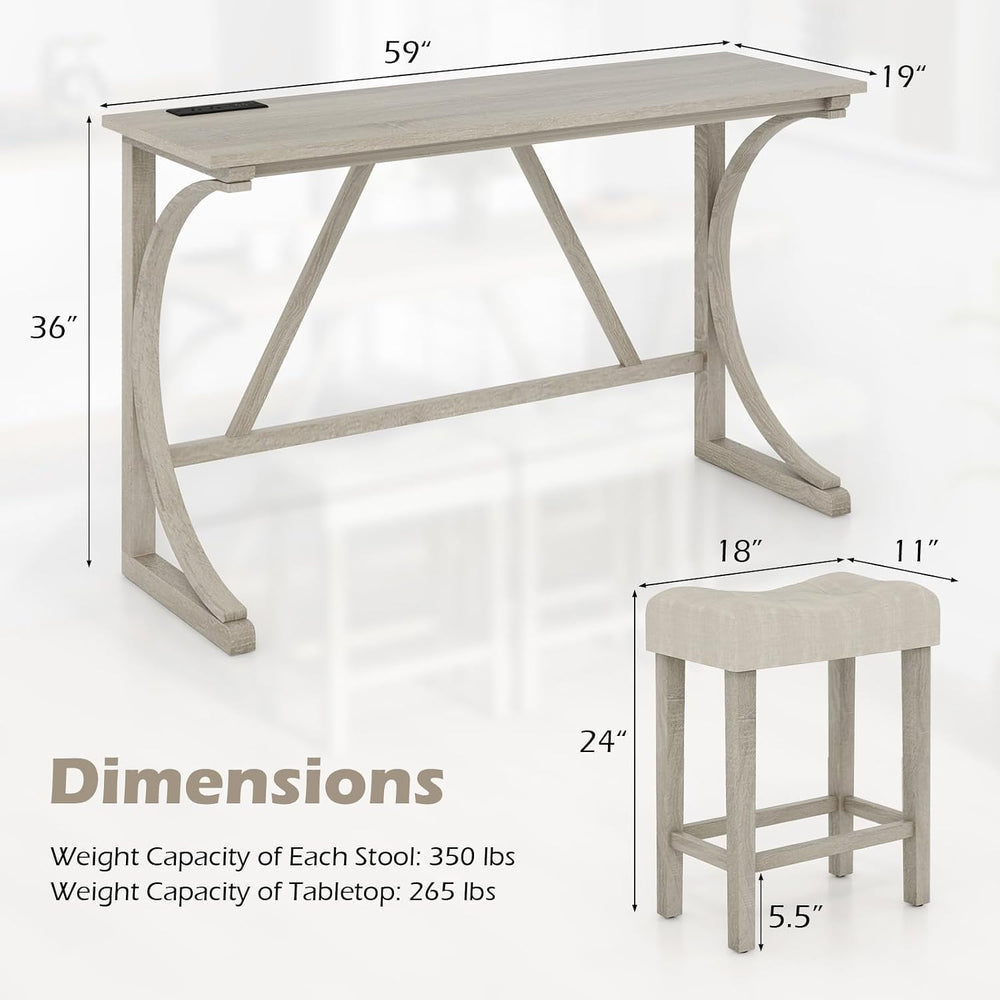 Tangkula 4-Piece Bar Table with Stools, Wooden Dining Bar Table & Chairs ...