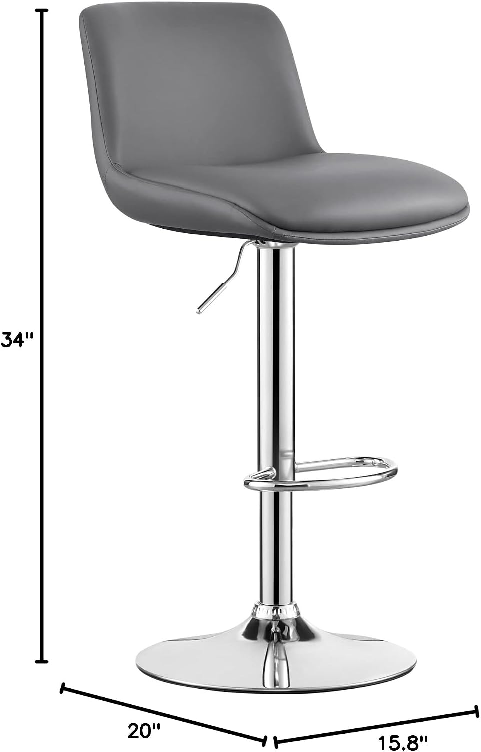 MINCETA Bar Stools,Modern Upholstered Swivel Stool with Back for Bar and Coun...