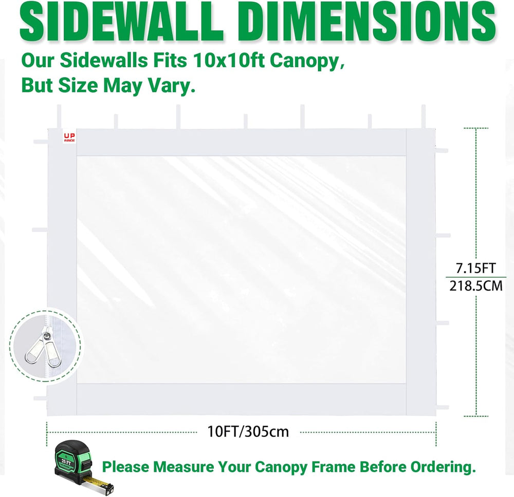 ACEPIC 10x10ft Clear Sidewalls for Canopy,White(3PCS, No Frame or Top)