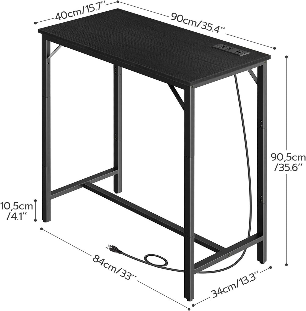 HOOBRO Bar Table with Charging Station, Rectangular Pub Table, High Top Coffe...
