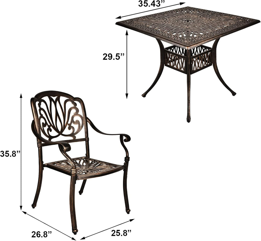 TITIMO 5-Piece Outdoor Patio Dining Set, Cast Aluminum Patio Furniture Set, 4...