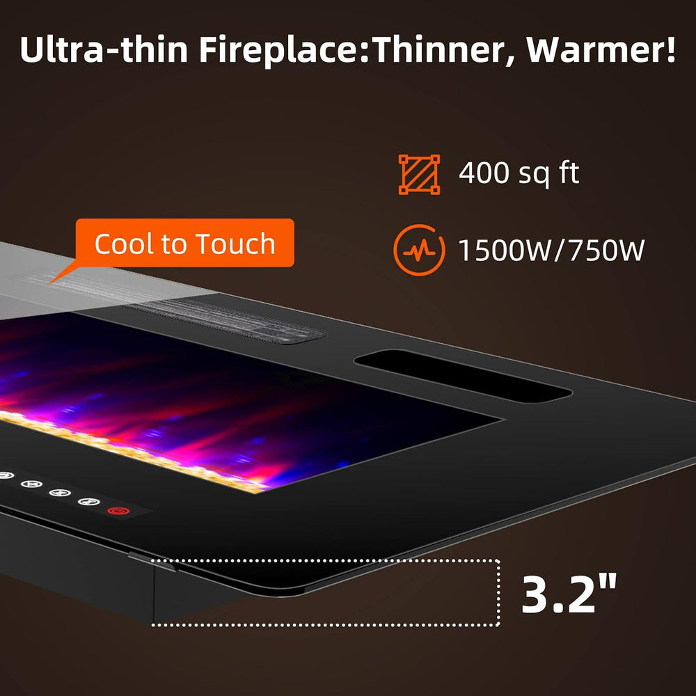 Zionheat 50 inch Ultra Thin Electric Fireplace-Wall Fireplace for Living Room...