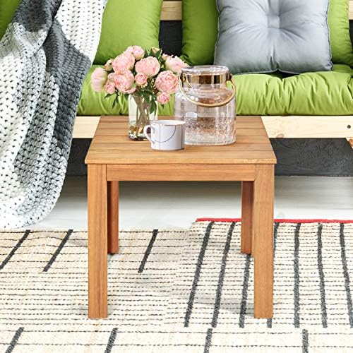 Giantex Outdoor Side Table, Acacia Wood Adirondack Table W/Oil Finished, 220l...