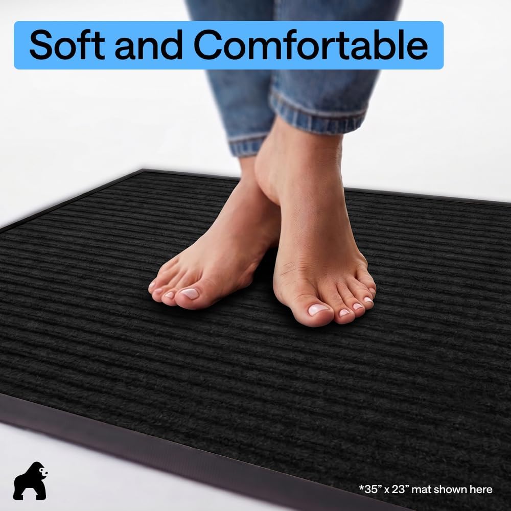 GORILLA GRIP Traffic Guard Indoor Outdoor Heavy Duty Door Mat, 72x48 Black