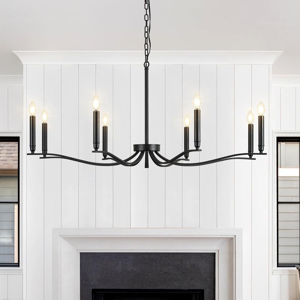 Black Chandelier, Modern Dining Room Light Fixture 8 Light Candle Chandelier ...
