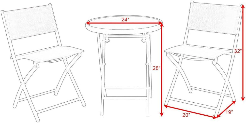 Giantex Bistro Table Set, 3 Piece Patio Bistro Set, Outdoor Folding Table and...