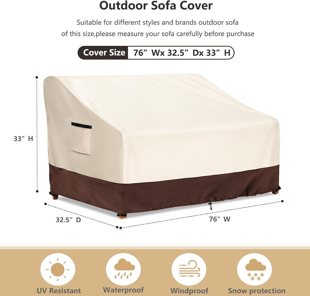 3-Seater Patio Sofa Cover, 600D Heavy Duty Waterproof Outdoor Sofa Covers, 76...