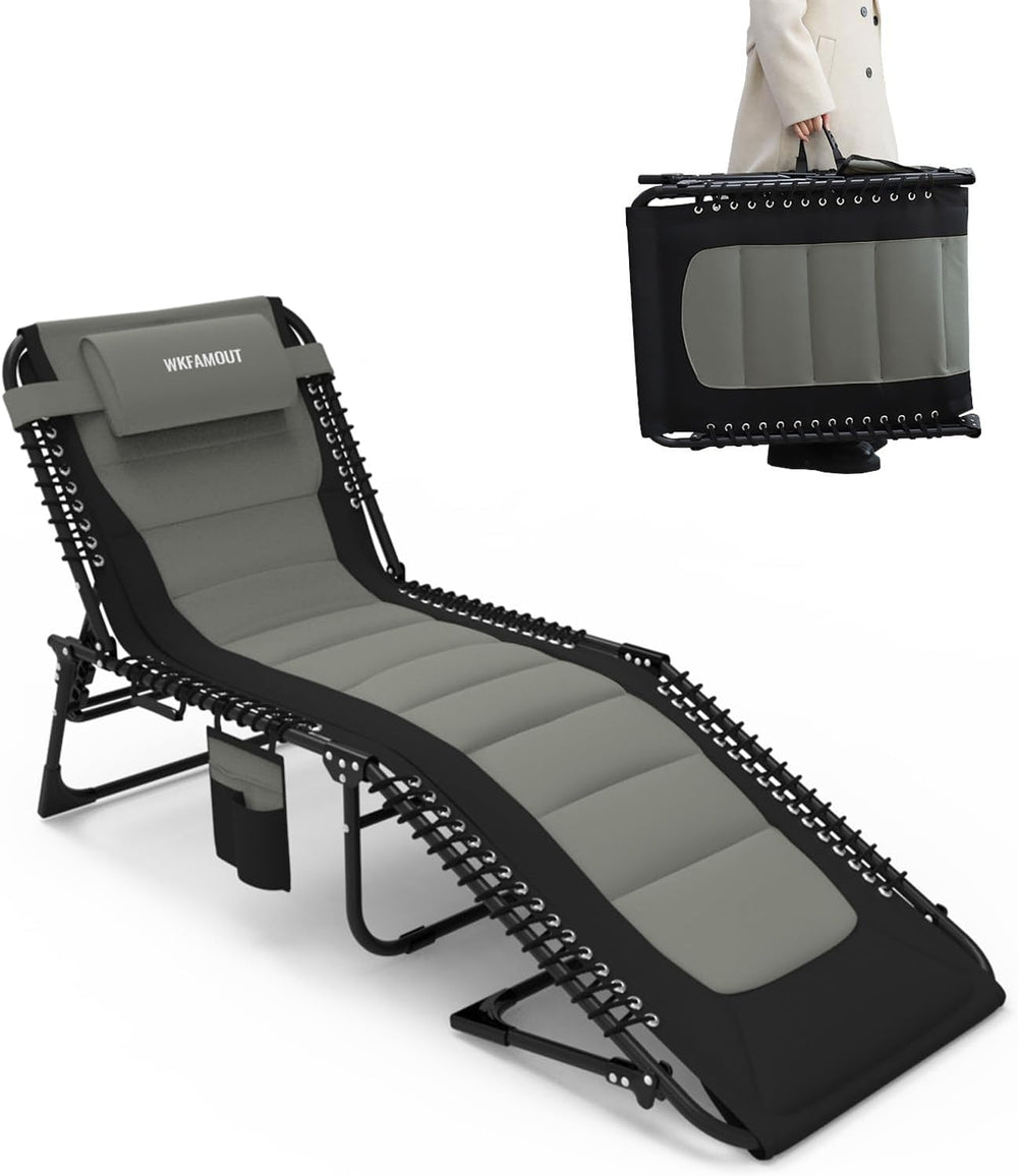 Outdoor Folding Lounge Chair Padded for Adults 264Ibs Patio Chaise Lounge Cha...