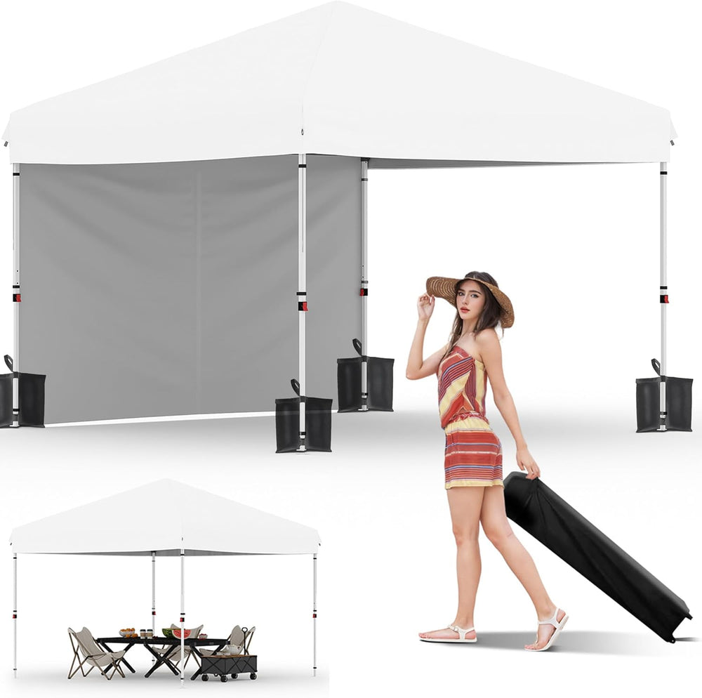 Garvee 10x10 Pop Up Canopy Tent with 1 Removable Sidewall, Heavy Duty Commerc...