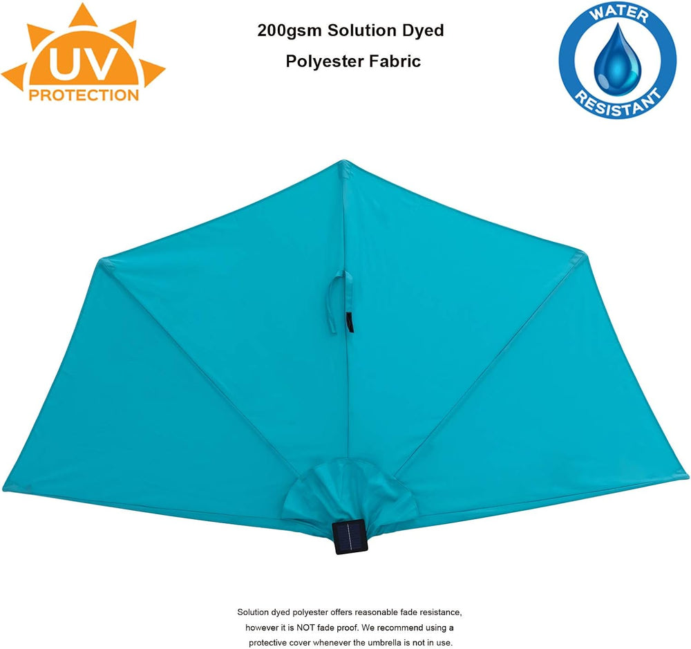 C-Hopetree 9 ft Half Round Outdoor Patio Market Wall Umbrella with Solar LED ...