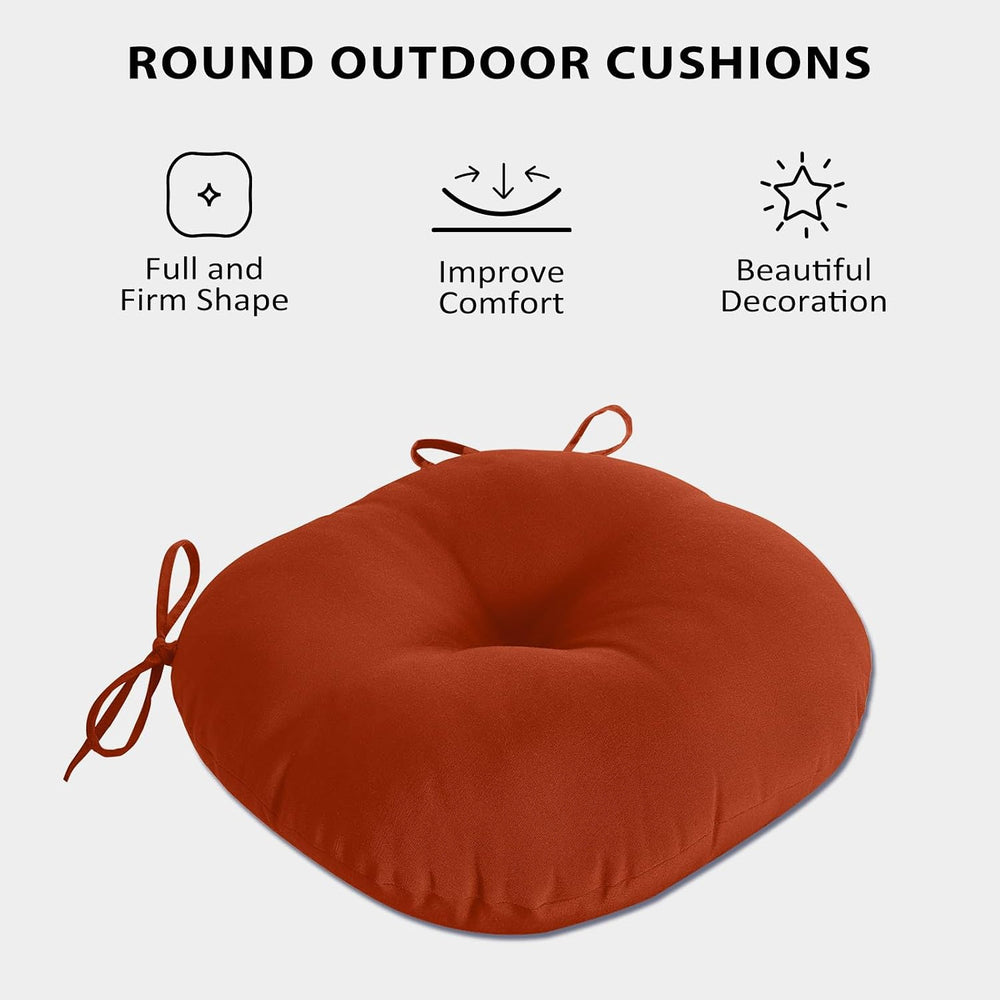 Round Outdoor Chair Cushions Set of 4, Tufted Bistro Chair Cushions with Ties...