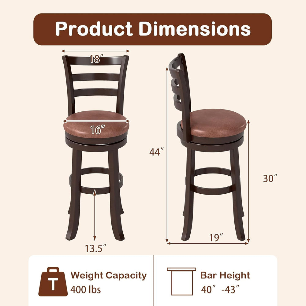 GIANTEX Swivel Bar Stools Set of 2, 30" Upholstered Counter Height Bar C...