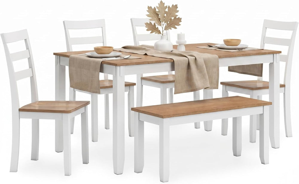 Signature Design by Ashley 6-Piece Dining Table Set with Bench and Chairs