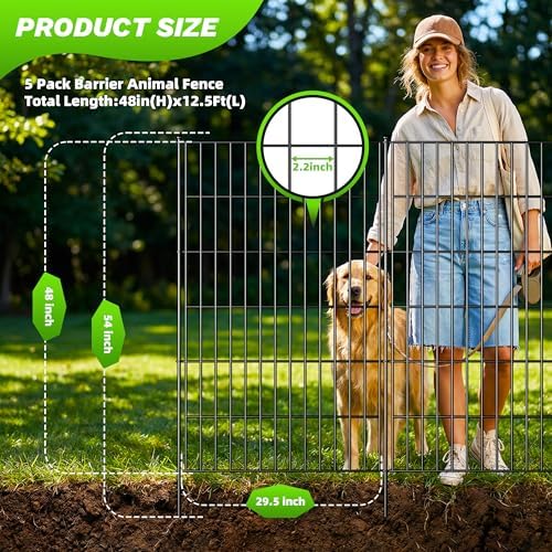 Toolterritary 5 Panels No Dig Decorative Garden Fence, 48in(H) x 13.0ft(L), D...
