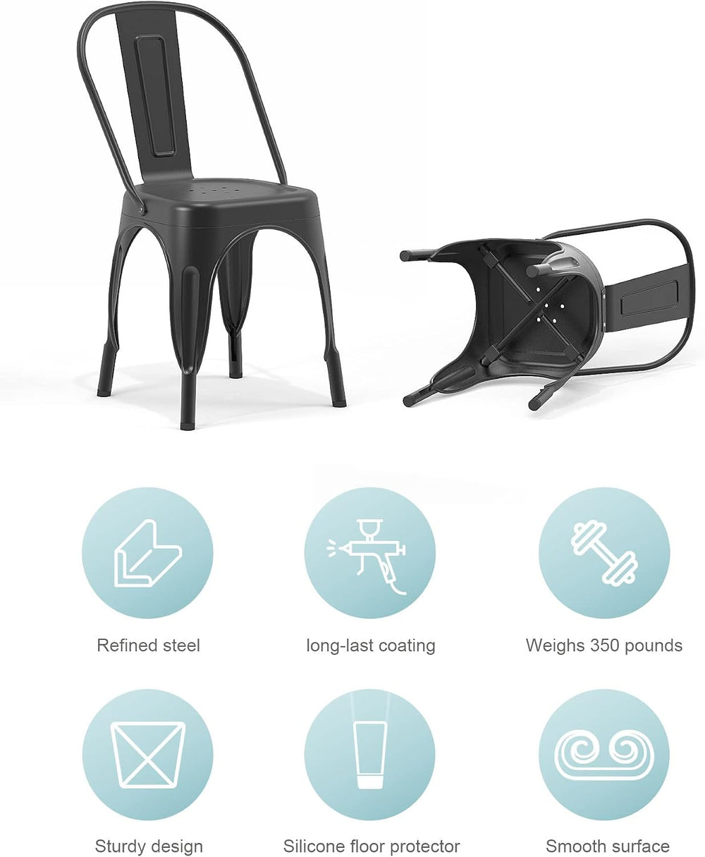 Nazhura Metal Dining Chair Farmhouse Tolix Style for Kitchen Dining Room Café...