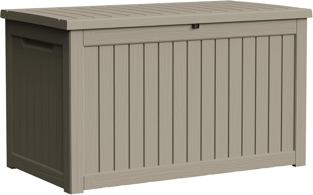 300 Gallon Resin Deck Box Waterproof Outdoor Storage Box for Patio Furniture ...