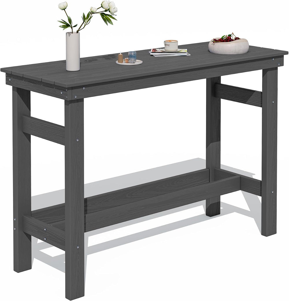 SERWALL 41" HDPE Outdoor Bar Table with 1.6" Umbrella Hole, Grey