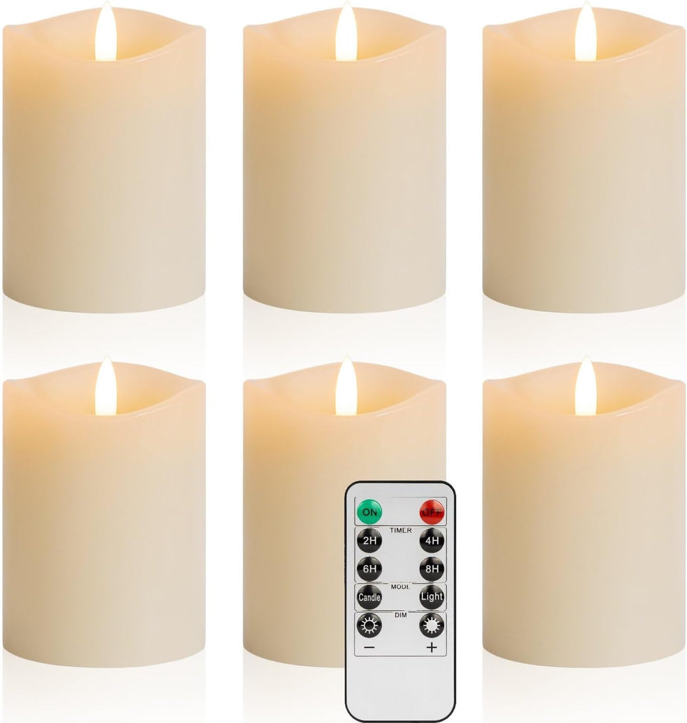 3 x 4 Inch Flameless Candles with Remote Set of 6 for Wedding Decor